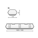 Pantalla Estanca para dos tubo LED Platno 1200 mm - Imagen 2