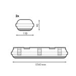 Pantalla Estanca para dos tubo LED Platno 1500 mm - Imagen 2