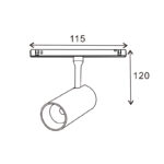 Foco LED Serie 16mm 20W para carril magnético Negro 48V - Imagen 2