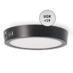 Panel de Superficie Negro Circular 12W CCT
