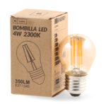 Bombilla LED Filamento E27 G45 4W Ámbar