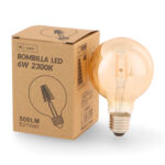 Bombilla LED Filamento E27 G80 6W Ámbar