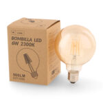 Bombilla LED Filamento E27 G95 6W Ámbar